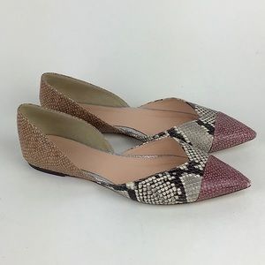 J CREW Sadie Snakeskin D’Orsay Flats size 9